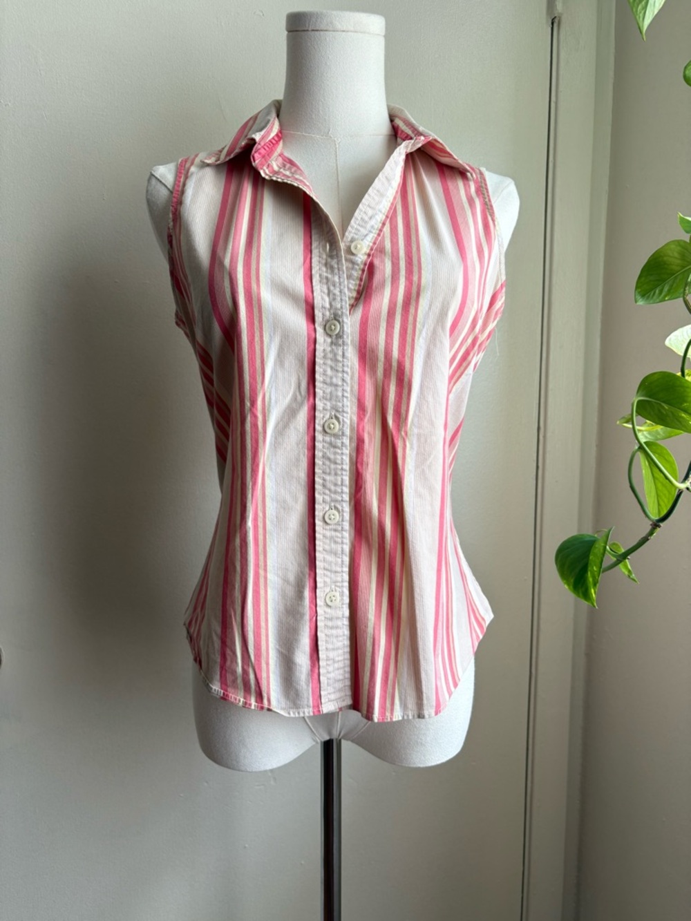 vintage y2k gap stripped short sleeve button front